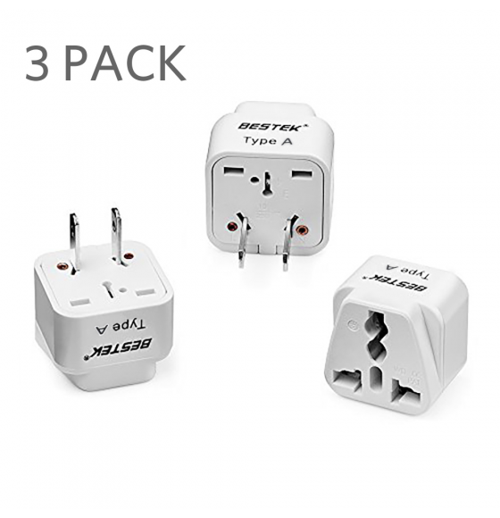 BESTEK Travel Adapter 3 Pack Type JP Plug Converters USA to Japan